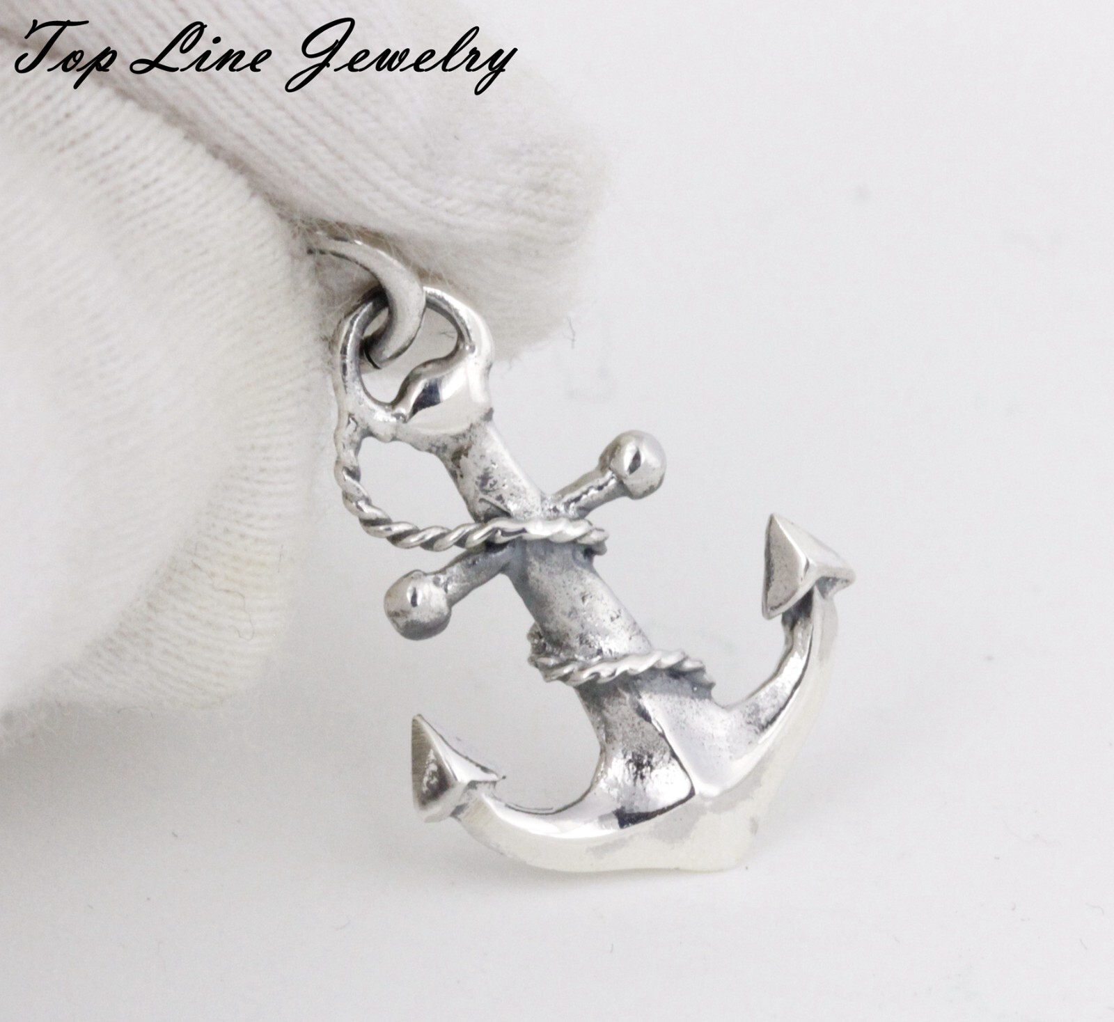Women Men Solid 925 Sterling Silver 16mm Nautical Navy Anchor Pendant
