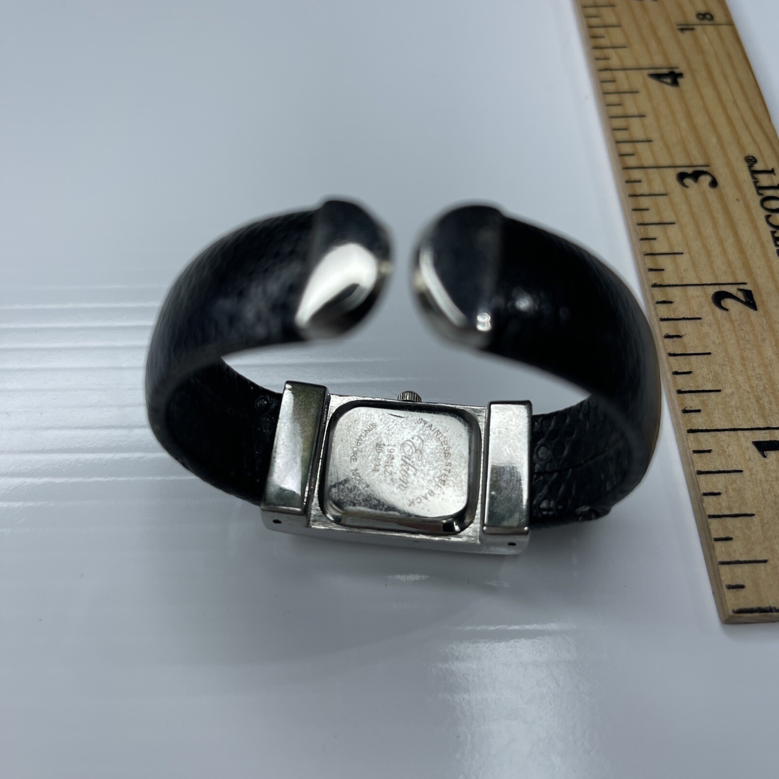 F Eikon Silver Black Leather Cuff Retro 1964LZ Singapore Watch Untested