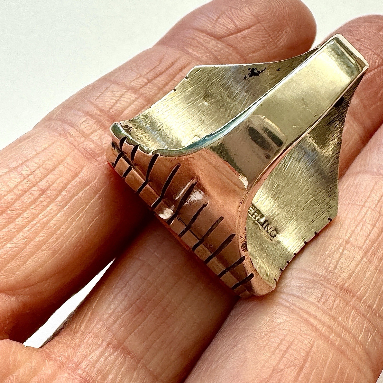 Turquoise Multi Stone Inlay Mens Ring Sz 12.5 Navajo Sterling Signed T Jack 22mm