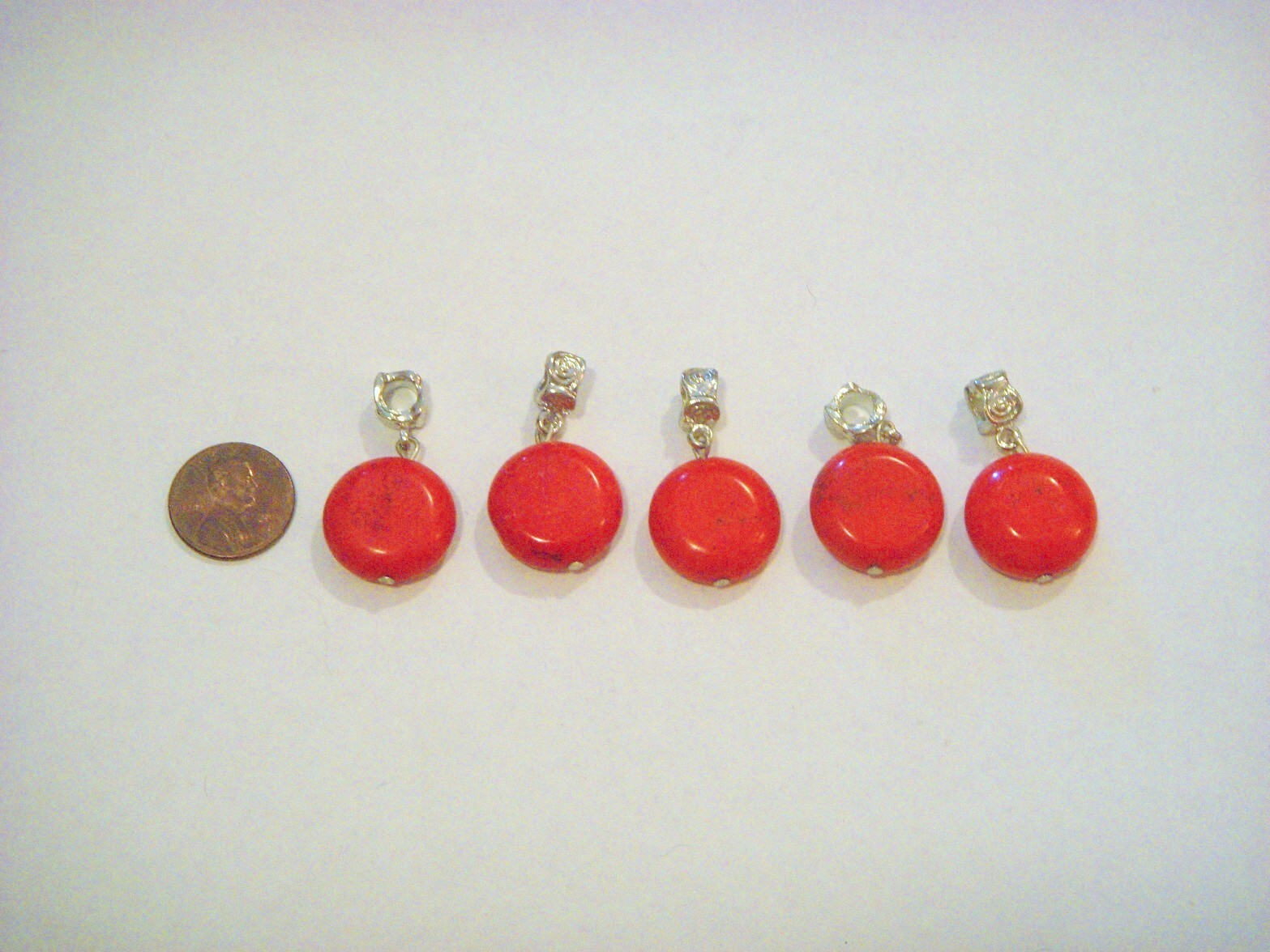 RED TURQUOISE SINGLE CHARM DANGLE FOR BRACELETS OR PENDANTS MULTISHAPE/DESIGN