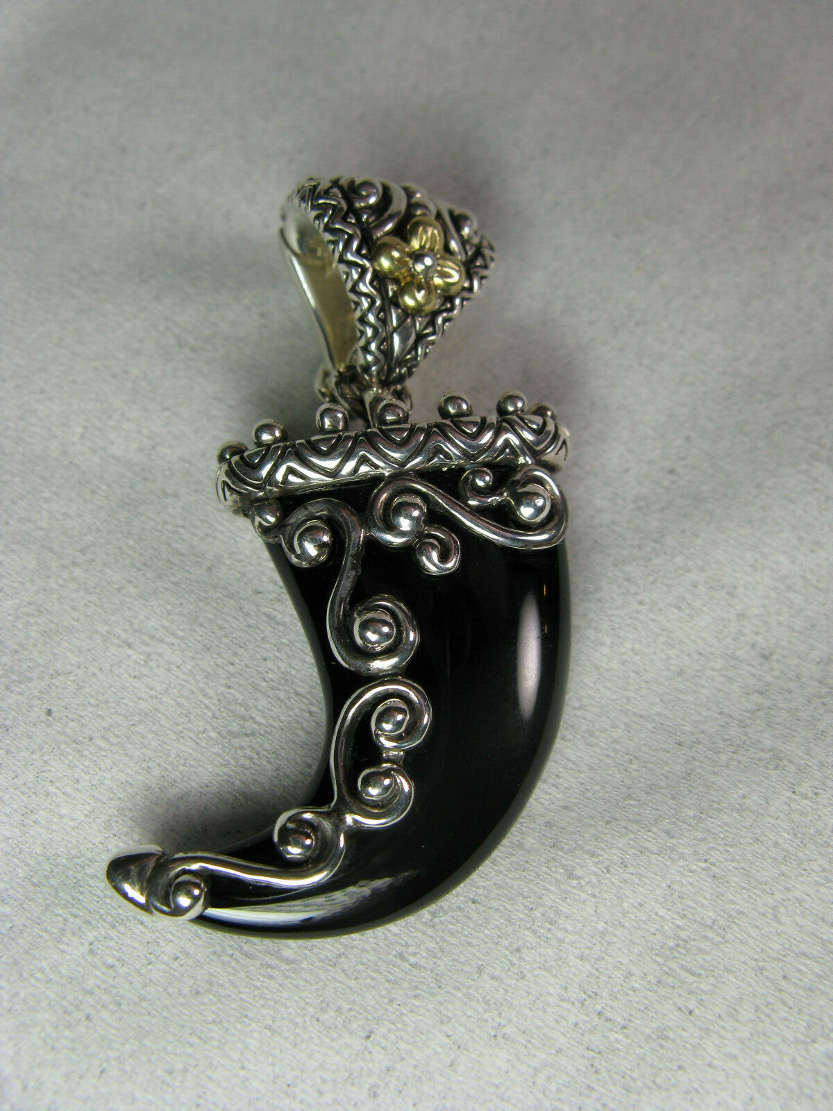 Barbara Bixby Onyx Italian Horn Enhancer Pendant Black SS Western Style Overlay