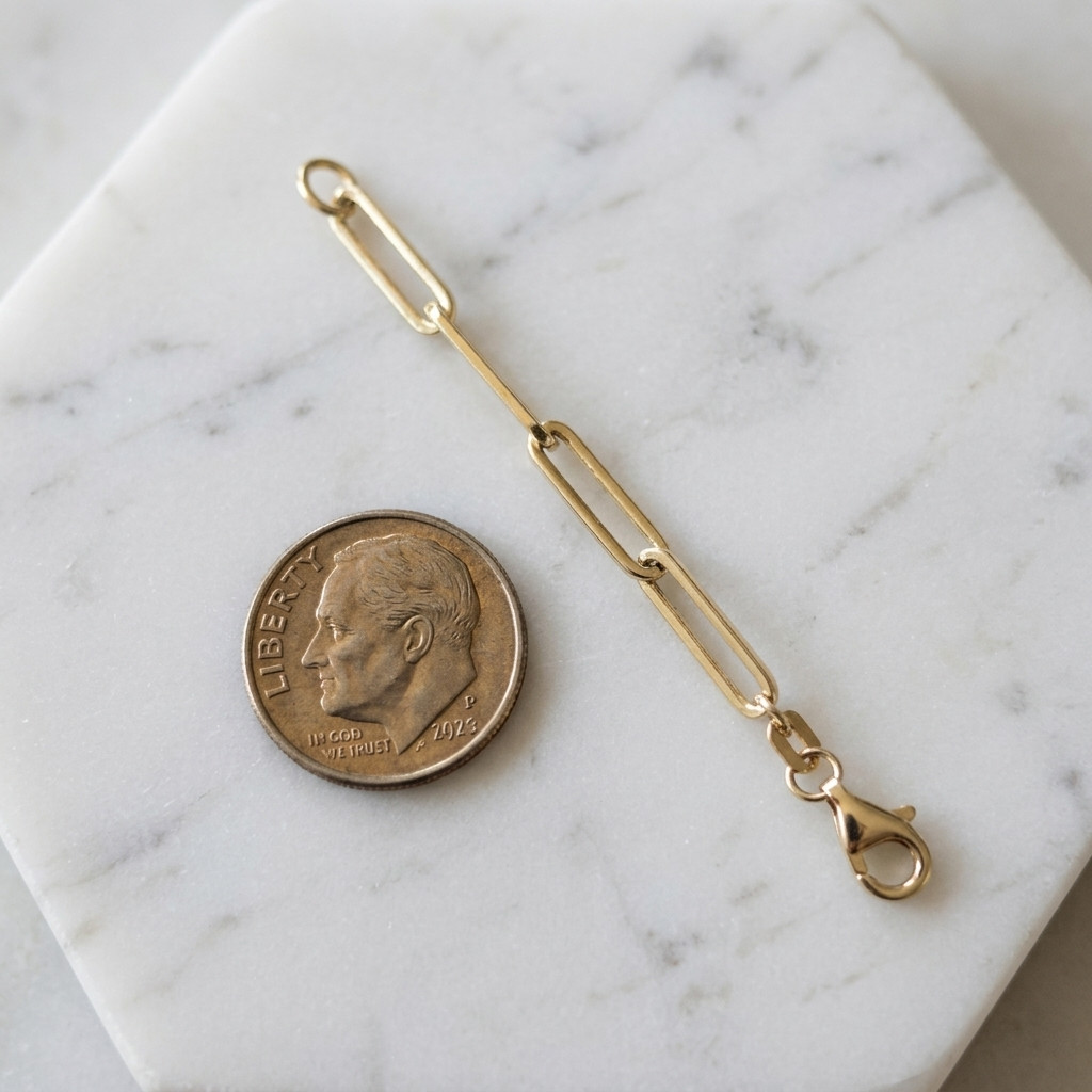 2.5″ Paper Clip Link Extender Extension for Necklace Chain Real 14K Yellow Gold