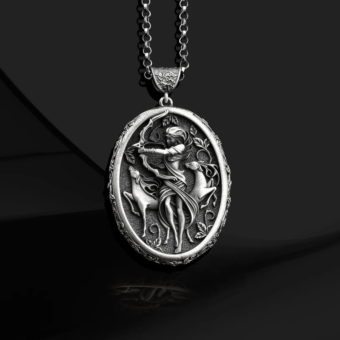 Greek Goddess Diana Artemis Necklace 925 Sterling Silver Necklace US Duty Free
