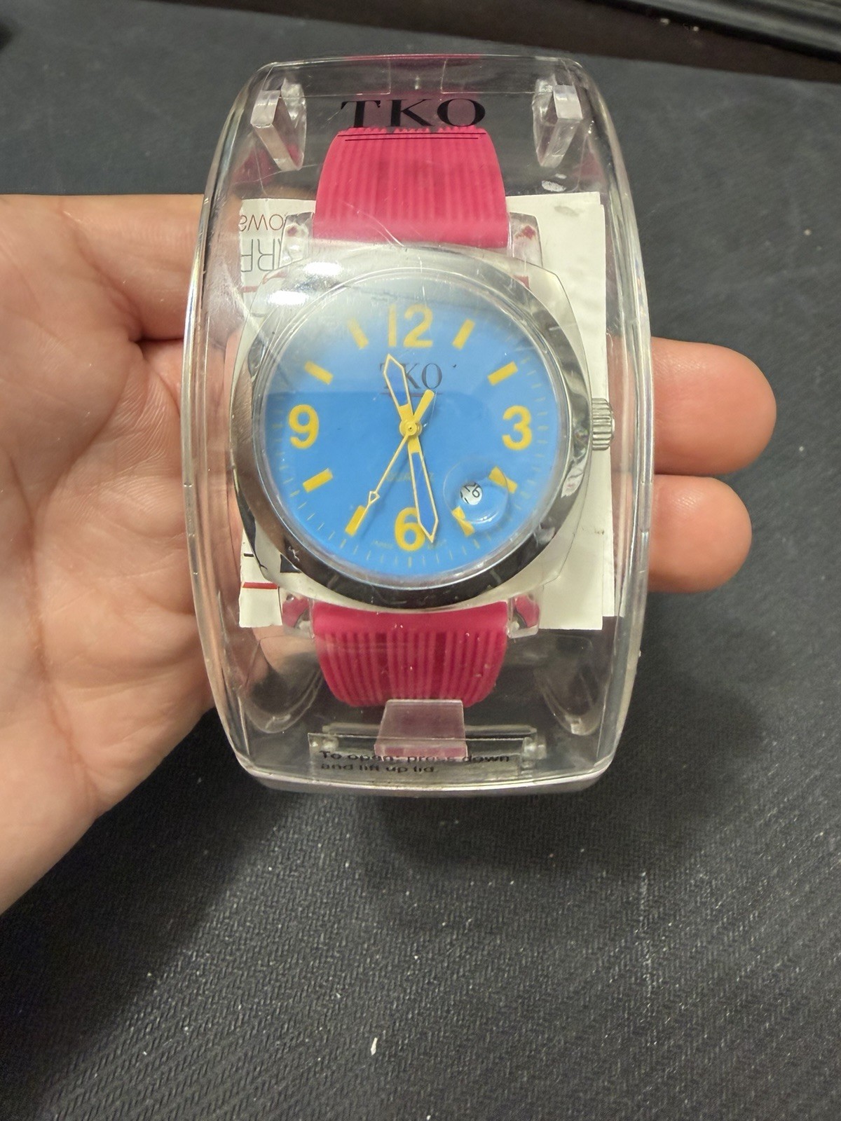 NOS TKO Orlogi Milano Jr Blue Fuchsia Silicone Watch T11003 New Box $125
