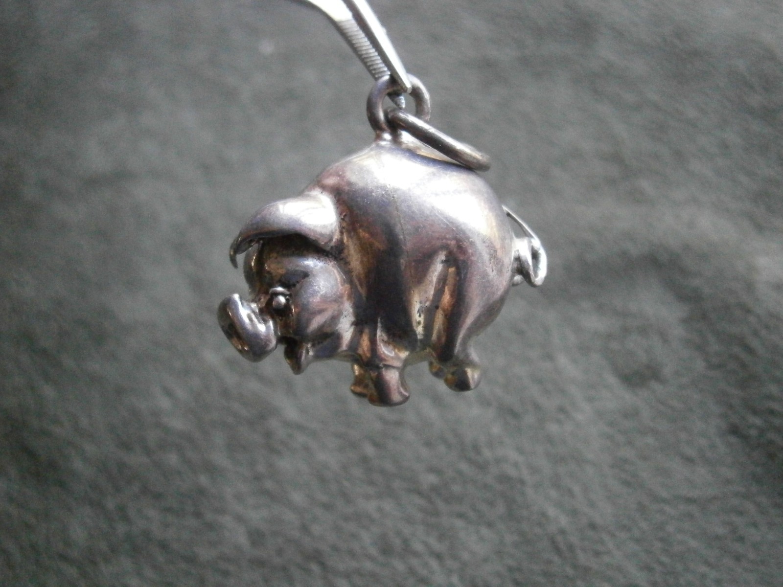 Large Heavy Pig Vintage Solid Sterling Silver Bracelet Charm Pendant 12.0g