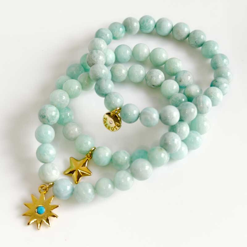 New 3pcs Talbots Amazonite Stackable Stretch Bracelet Healing Meditation Jewelry
