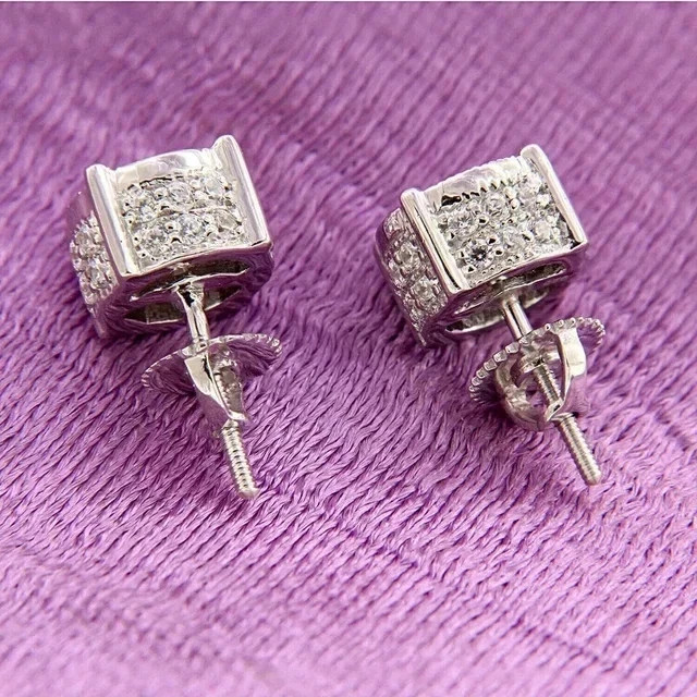 2Ct Round Cut Men’s Lab Created Diamond Stud Earrings 14k White Gold Plated