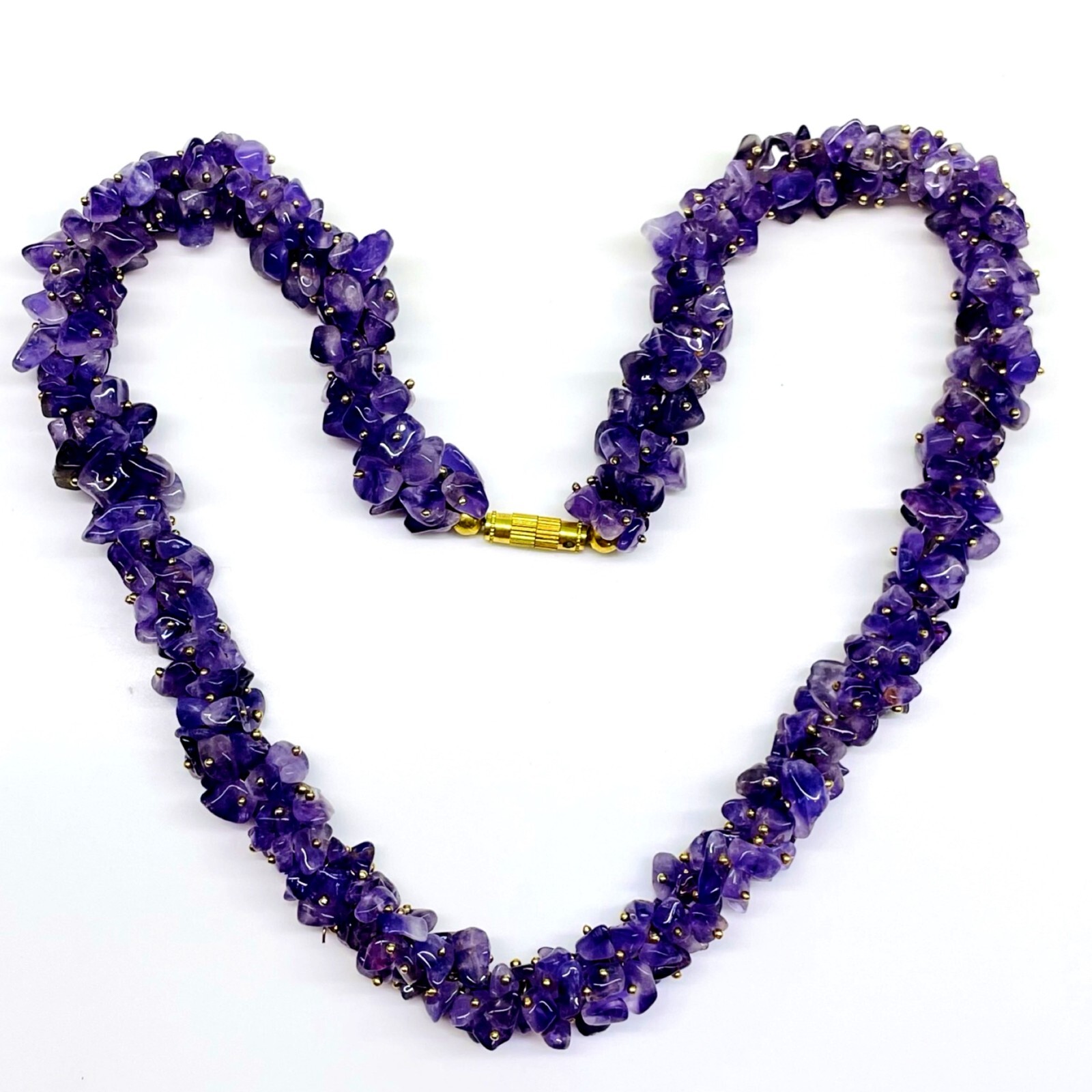 Natural Purple Amethyst Boutique Designer Handmade Beaded Necklace 18 Inches