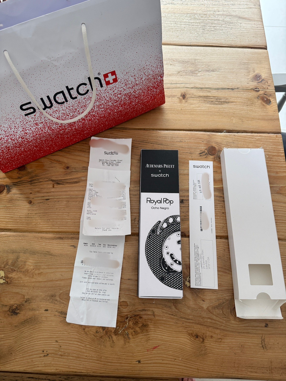 SWATCH X AUDEMARS PIGUET BIOCERAMIC ROYAL POP OCHO NEGRO POCKET WATCH + receipt
