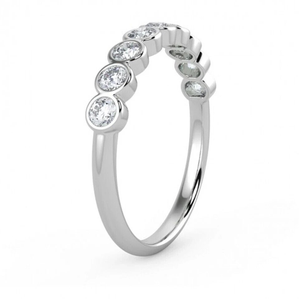 2Ct Round Cut Lab Created Moissanite Women Band Ring 14K White Gold Plated