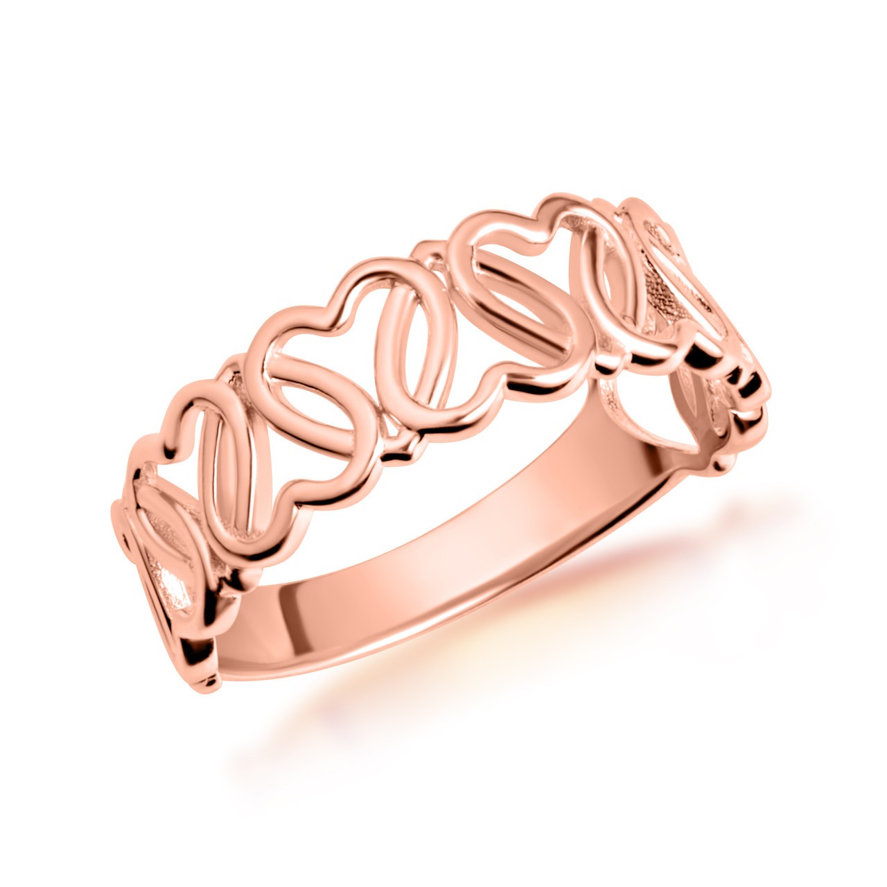 Gold Interlocking Hearts Love Band Ring (Available in Yellow/Rose/White Gold)