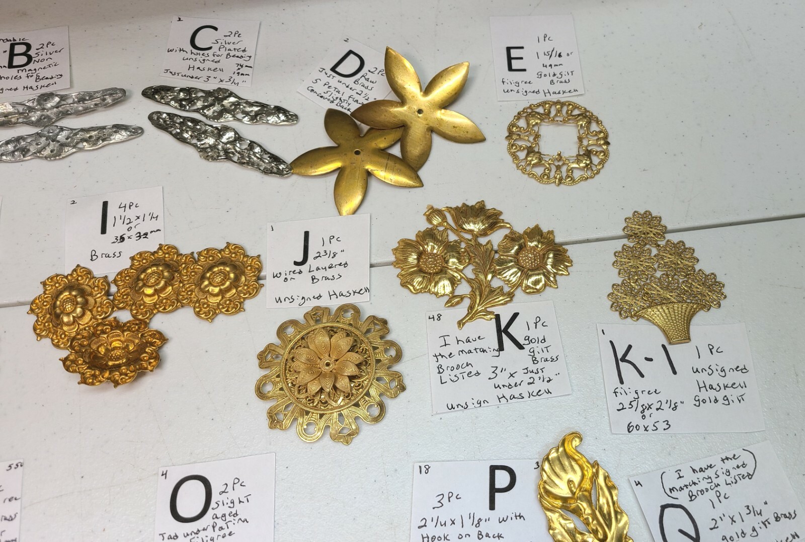 HUGE Lot #68 Vtg Miriam Haskell Large Flowers Jewelry Design Stampings Findings