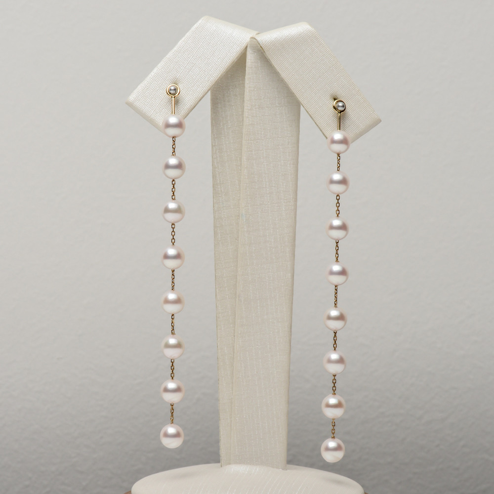 White Akoya Saltwater Pearl Earring 18k Yellow Gold Jewelry Findings 5-4.5mm