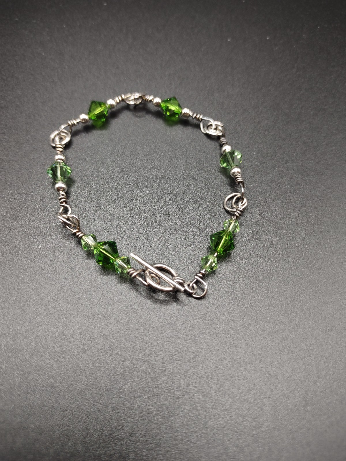 Made With Green Swarovski Crystals Bracelet SS Clasp Fashion Jewelry Handmade