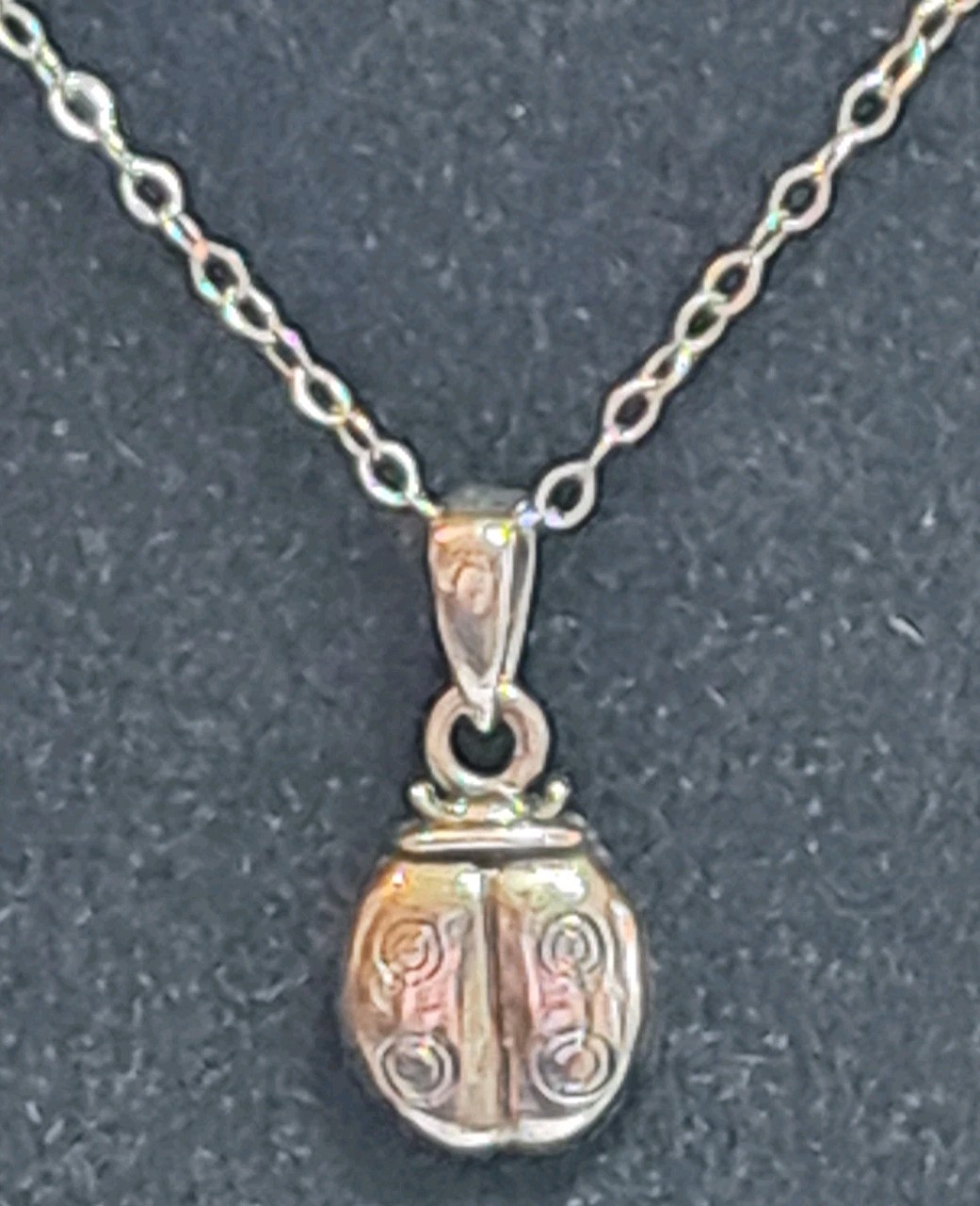 Ralph Lauren RL Signed Sterling Ladybug Pendant Choker Necklace 925 Silver 12″