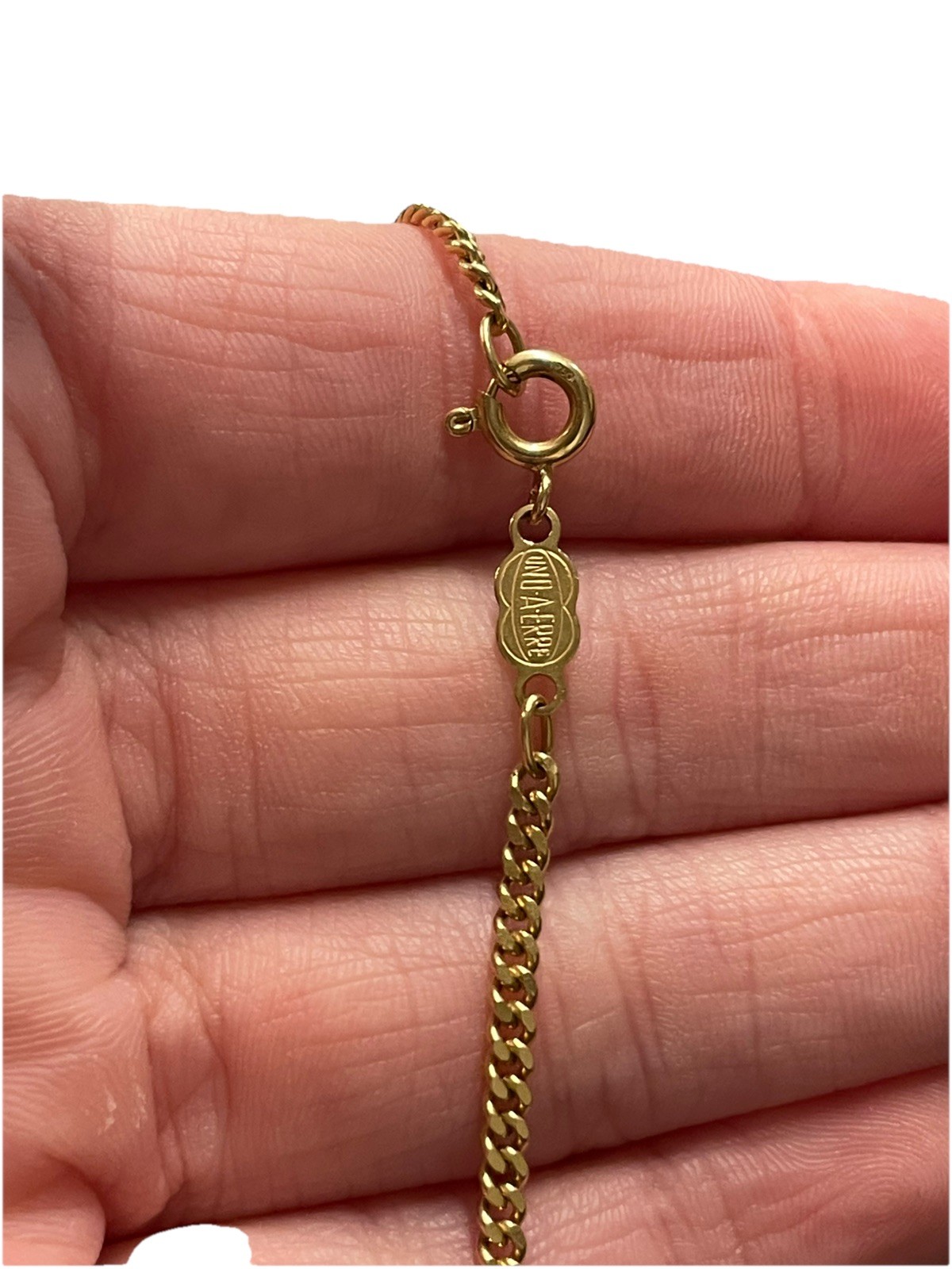 UnoAErre Solid 18K Yellow Gold 23.5″ Long 1.4mm Polished Box Link Chain Necklace