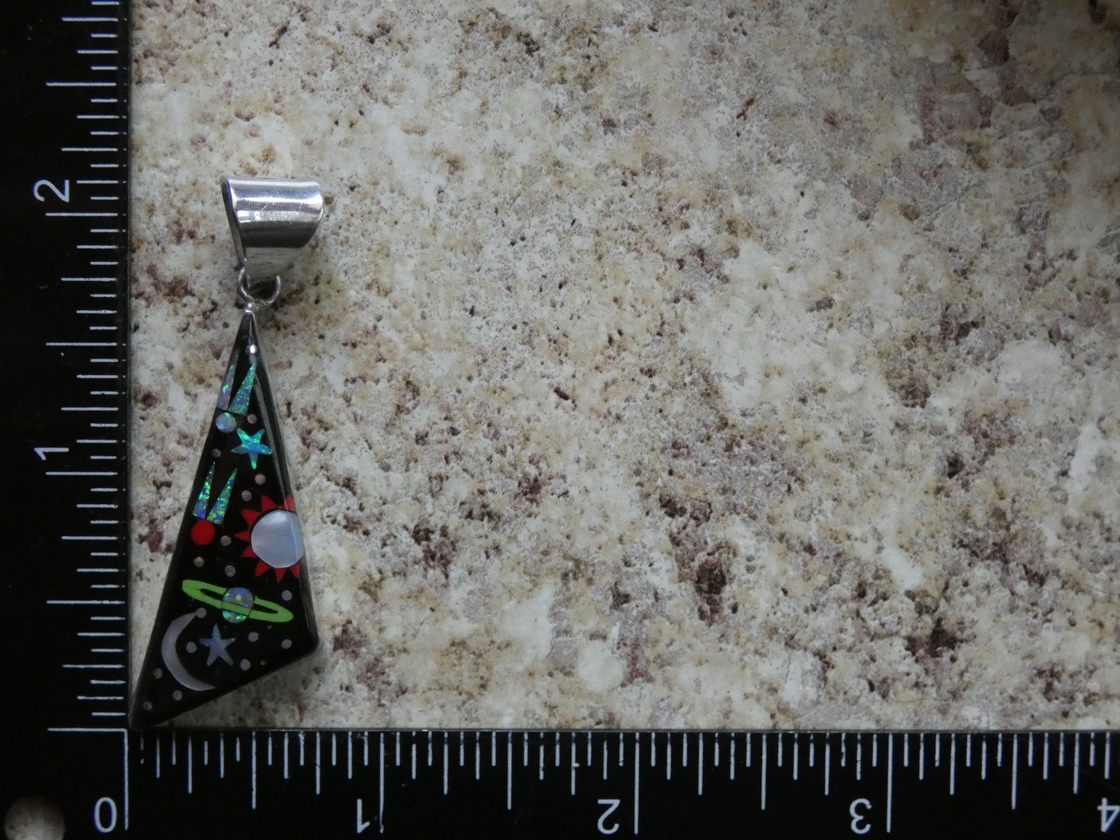 Cosmic Night Sky Multi Gemstone Opal Aluminum Sterling Silver Alloy Pendant AS99