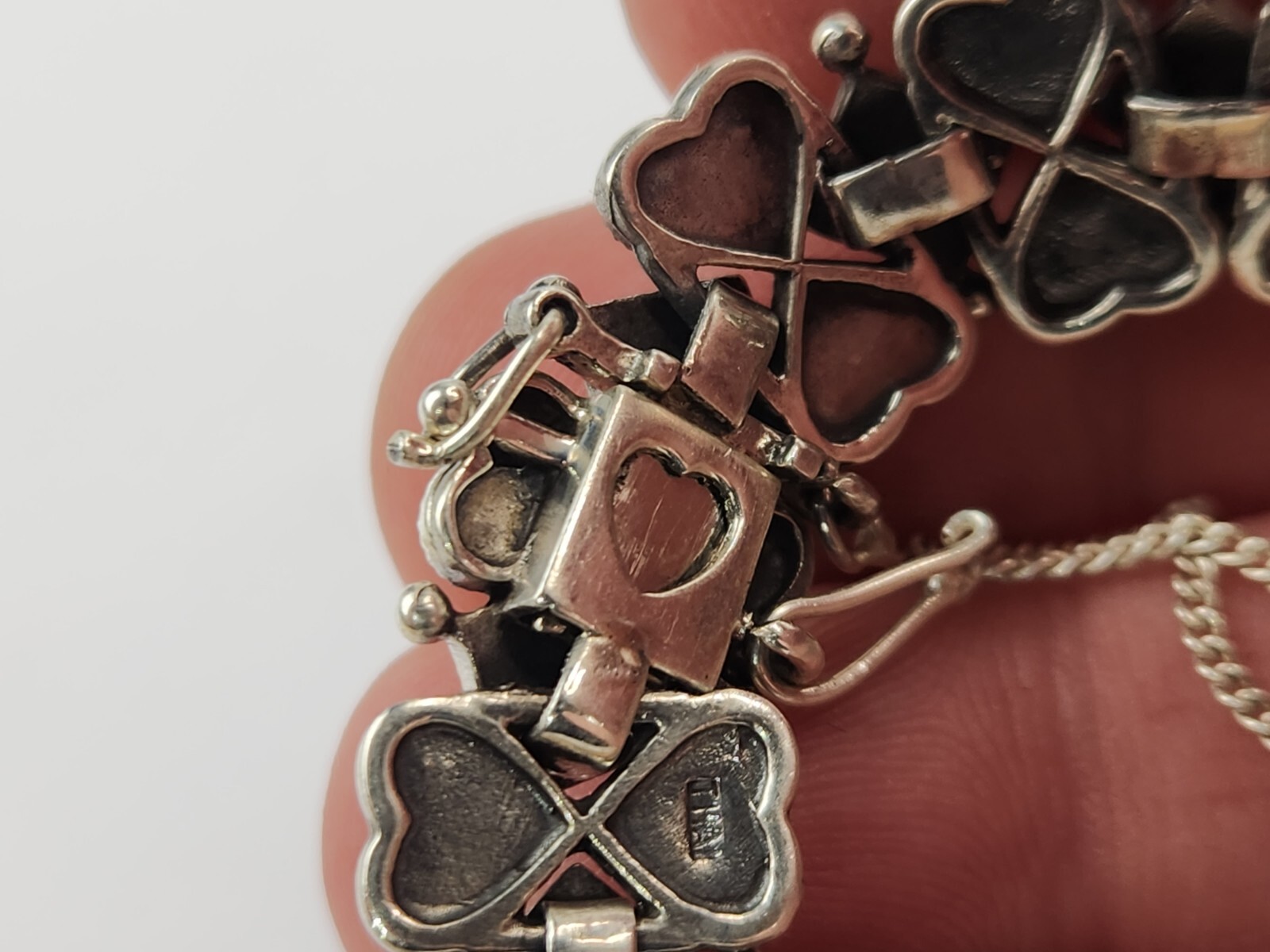 Thai Sterling Silver 925 Marcasite Heart Bracelet 7.5 In – THAI KC 925 – HSNO