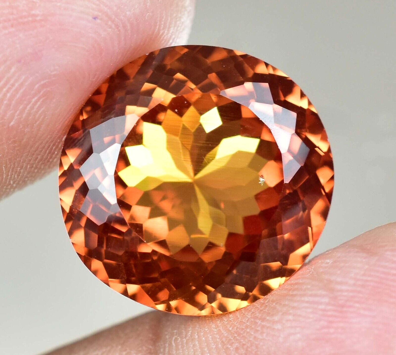 Natural Imperial Topaz 23.90 Ct Round Unheated Certified FLAWLESS Loose Gemstone