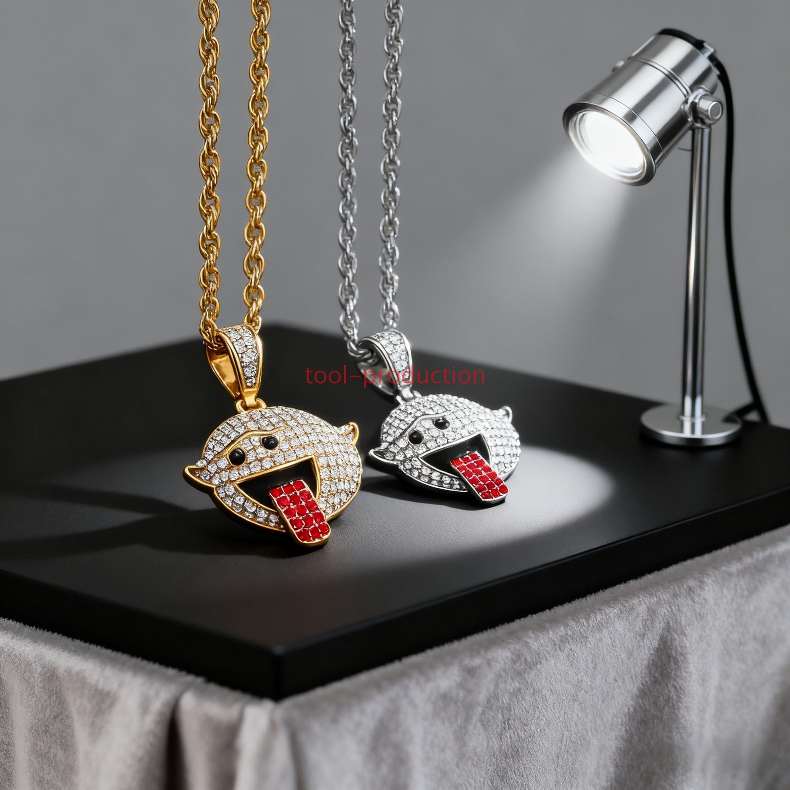 Handmade Sparkling Red Tongue Ghost Zircon Pendant with Free Chain A+++++