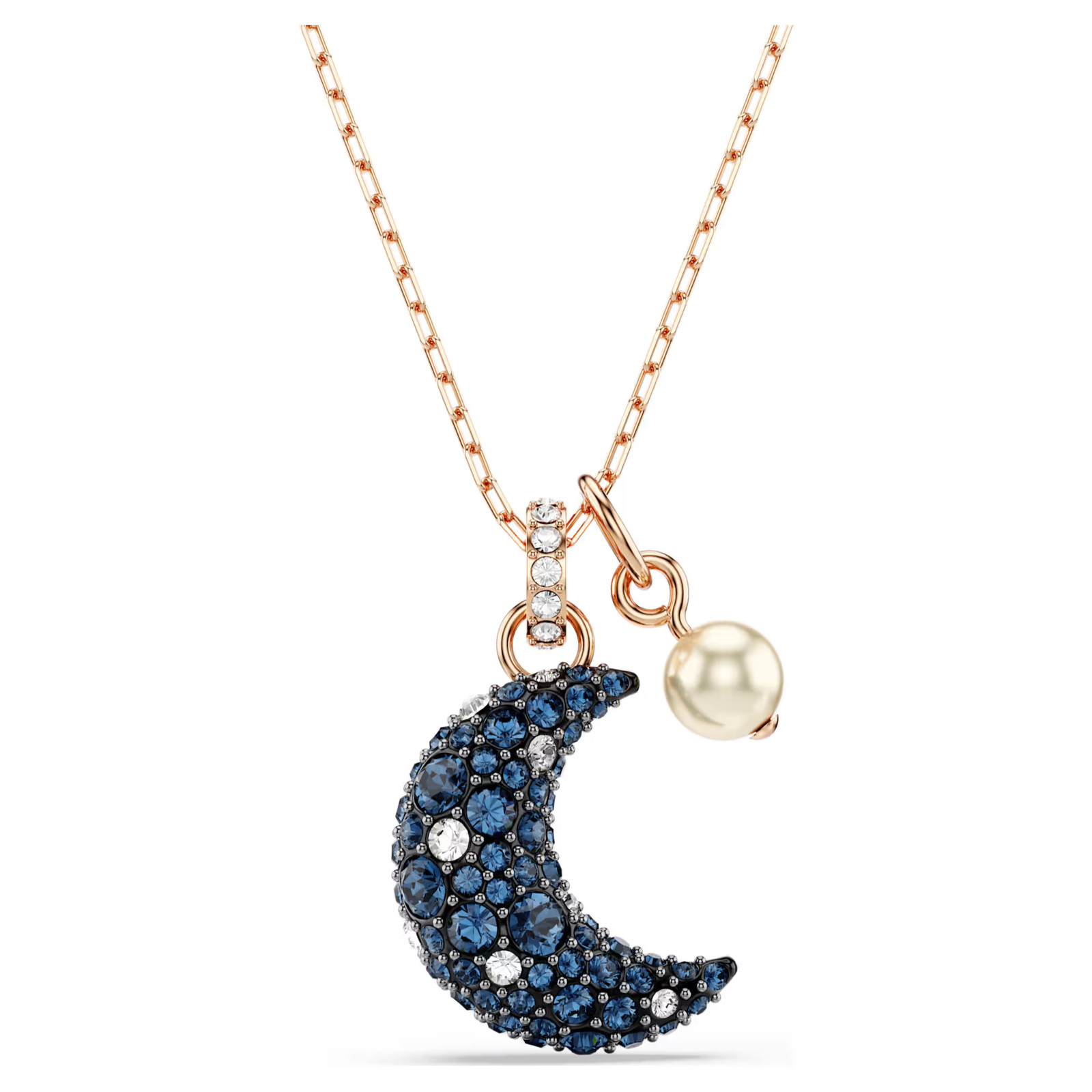 Sublima Multicolored Rose Gold Tone Plated Pendant Moon Crystal Pearl New