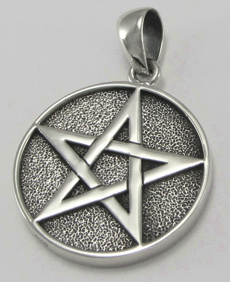 Double Sided Yin Yang & Pentacle Pentagram Sterling Silver Pendant Jewelry Wicca