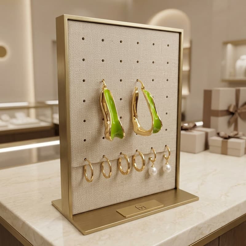 French Vintage Irregular Gold Hoop Earrings Green Enamel Dangle Leverback Gift