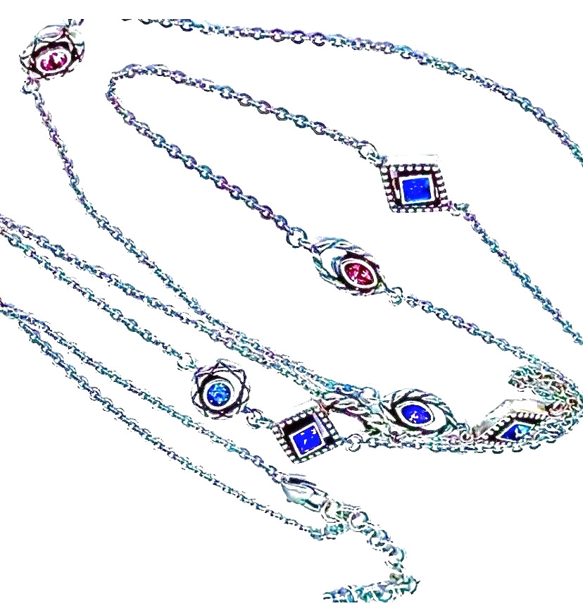 BRIGHTON HALO HORIZON PNK PRPL PEACOCK BLU SWAROVSKI CRYS LONG STATION NCKLC✨$98