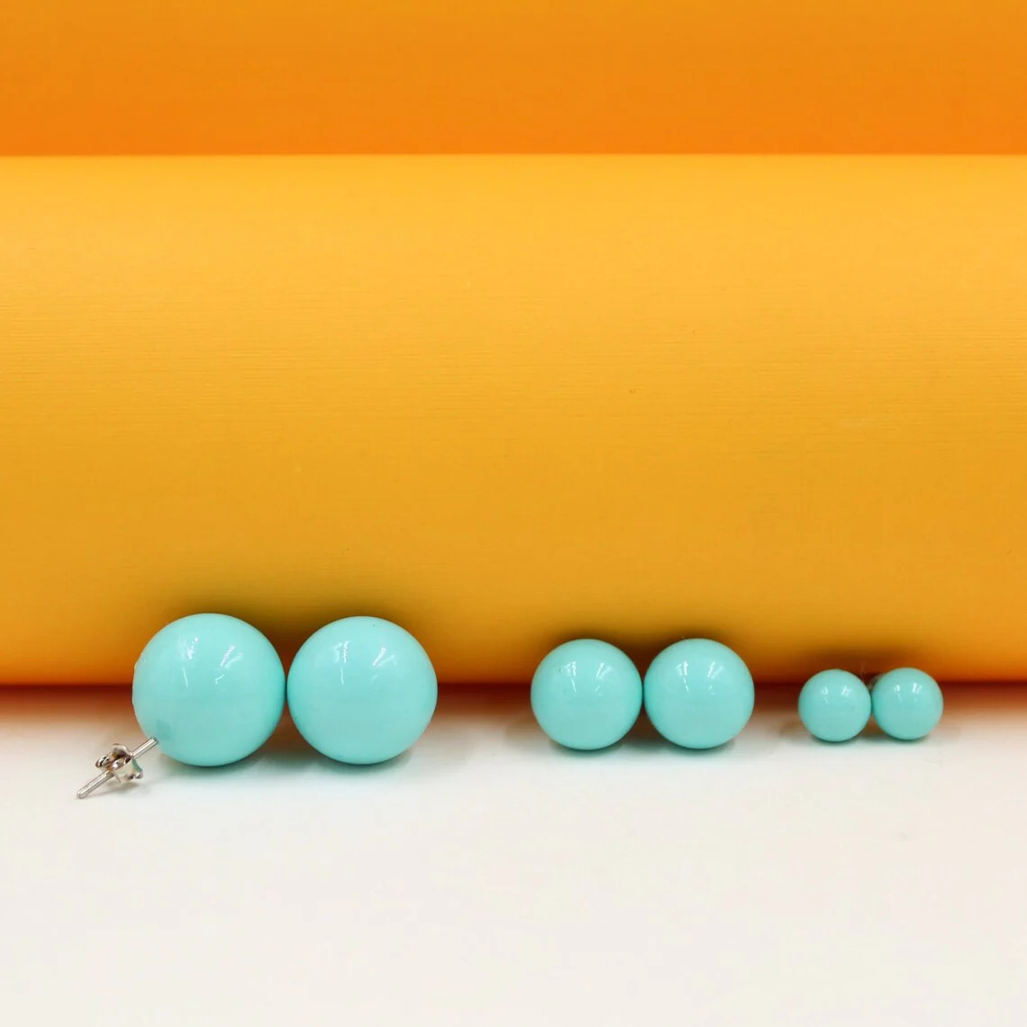 Enamel Color Pearl Stud Earrings | Bright Colored Pearl Earrings