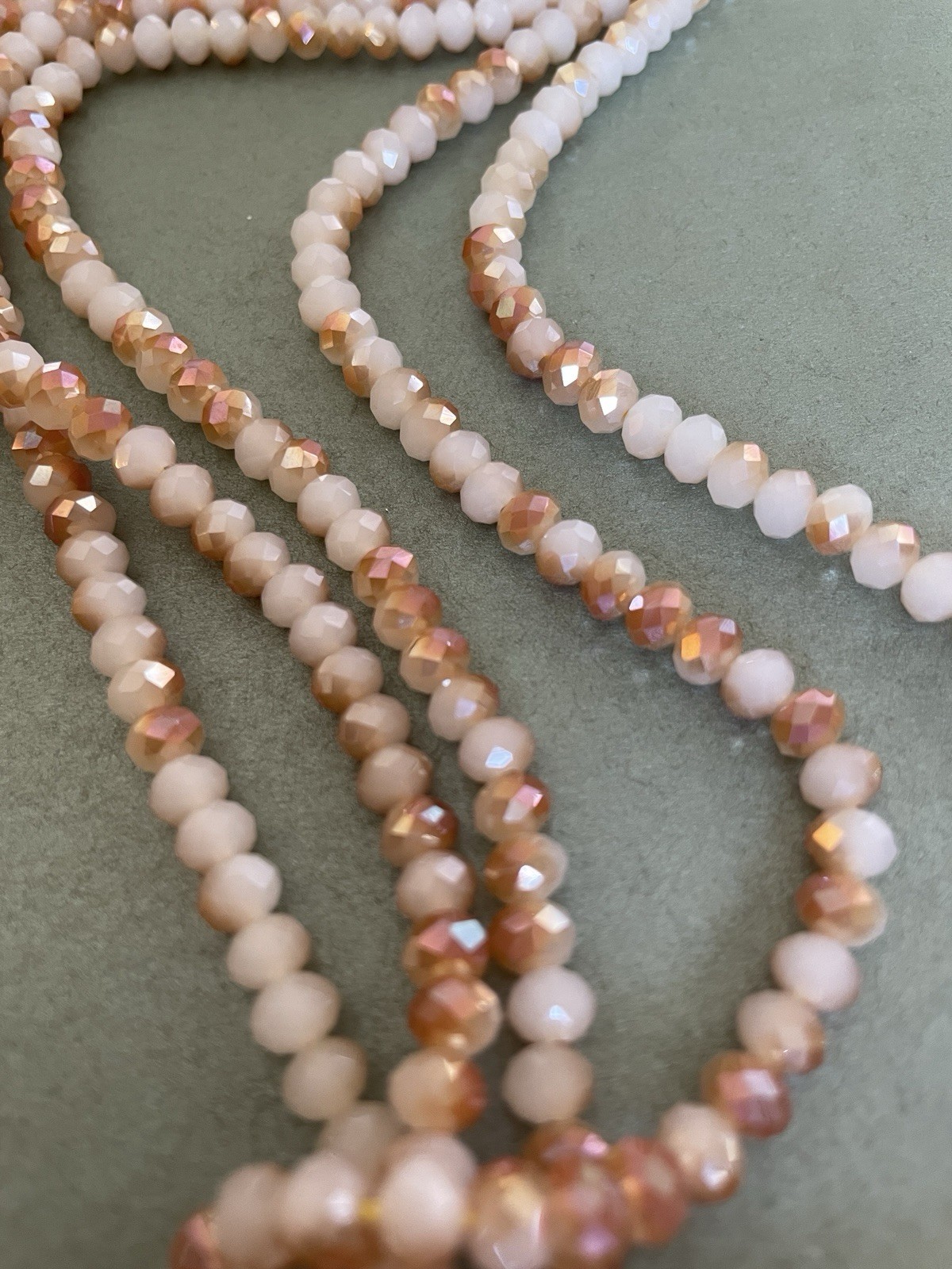 Pink Multi-Strand Agate Statement Necklace, Glass & Stone Round Beads 18 in