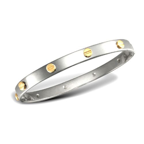 Bangle White Yellow Screws Solid Screw Mens Jewellery