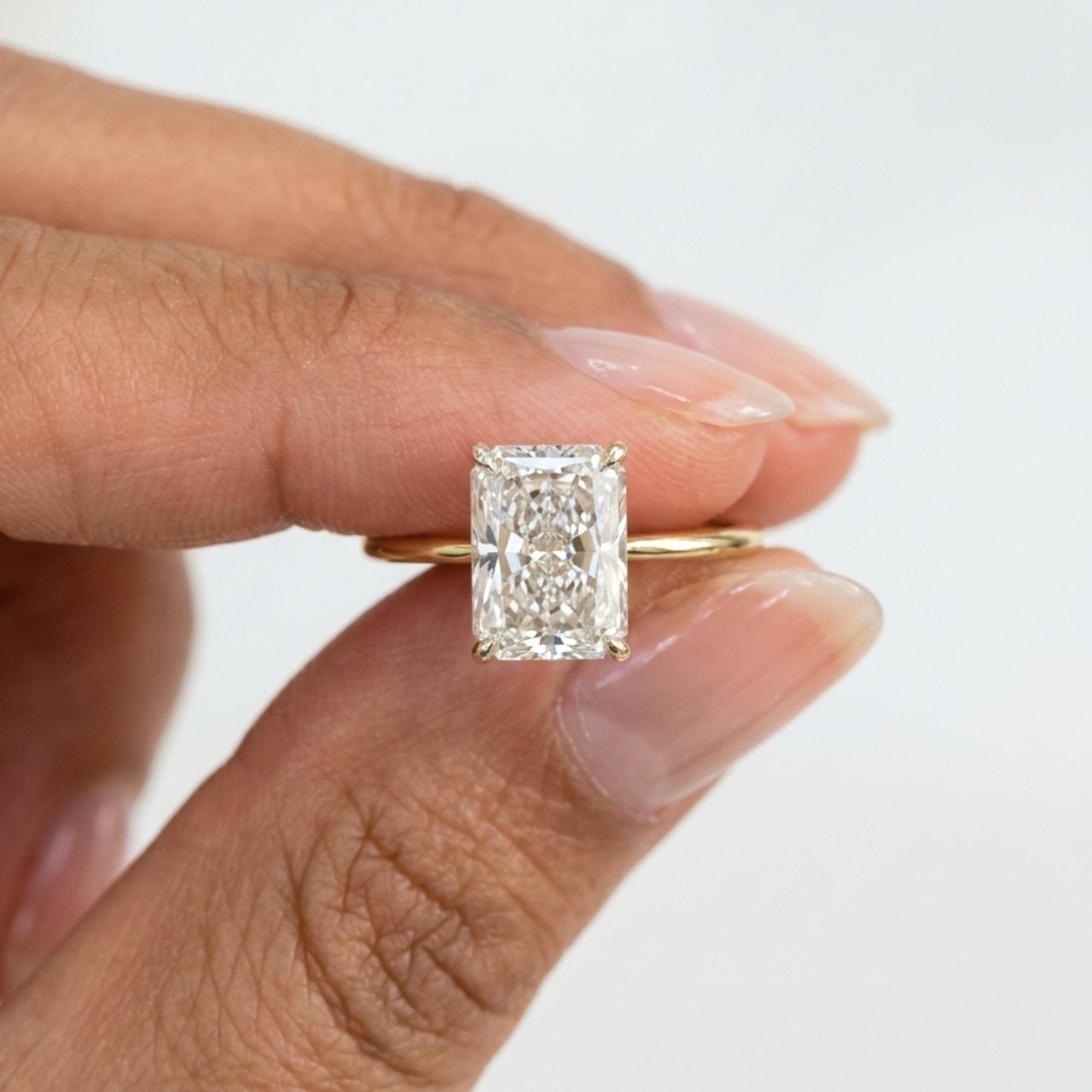 4 CT Radiant Cut Moissanite Engagement Ring Solitaire 14K Yellow Gold VVS1
