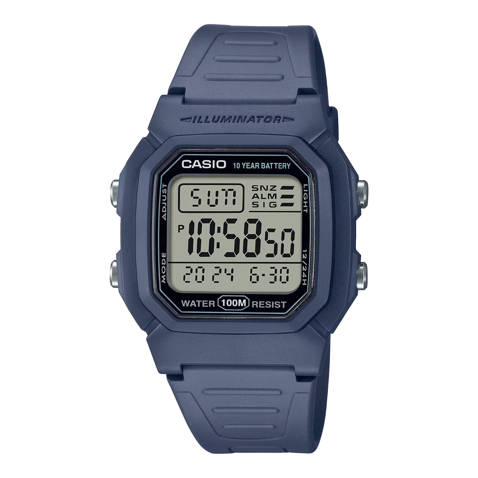 Casio W800H-2AV, Chronograph Watch, 100 Meter WR, Alarm, Date, 10 Year Battery