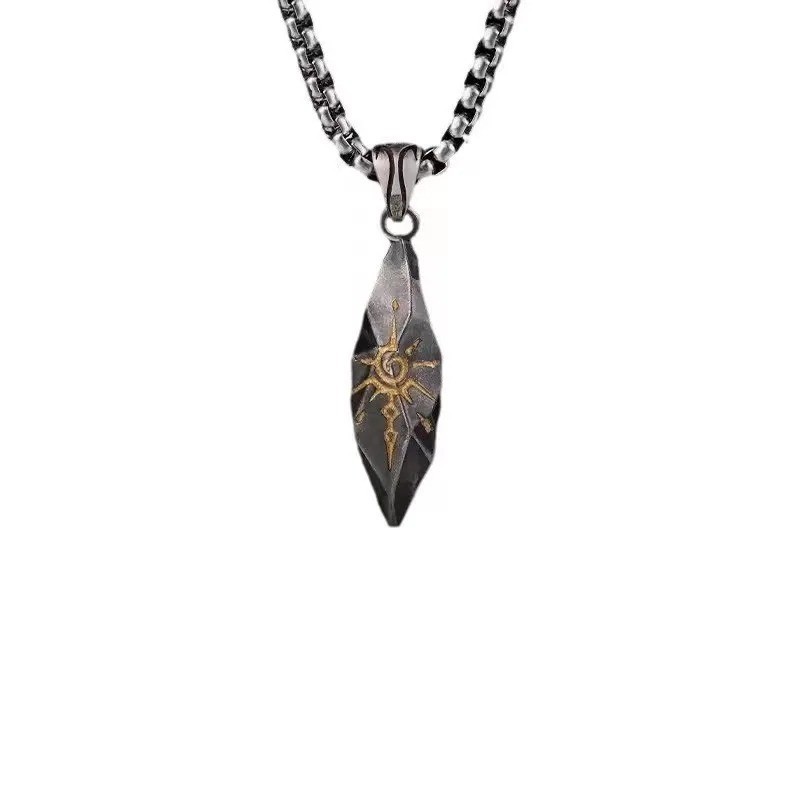 Retro Wishing Stone Men’s Necklace Personalized Trendy Cool Meteorite Pendant