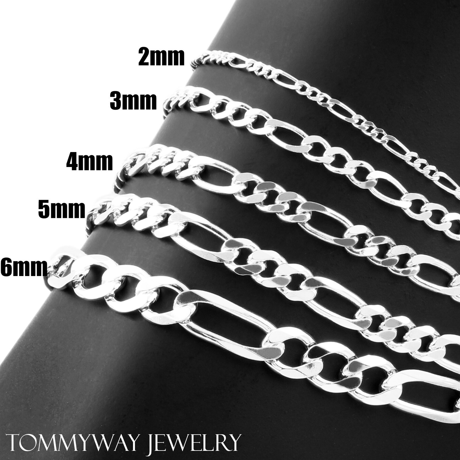 Guaranteed Genuine 925 Sterling Silver Figaro Bracelet or Anklet 7″ – 12″ Italy