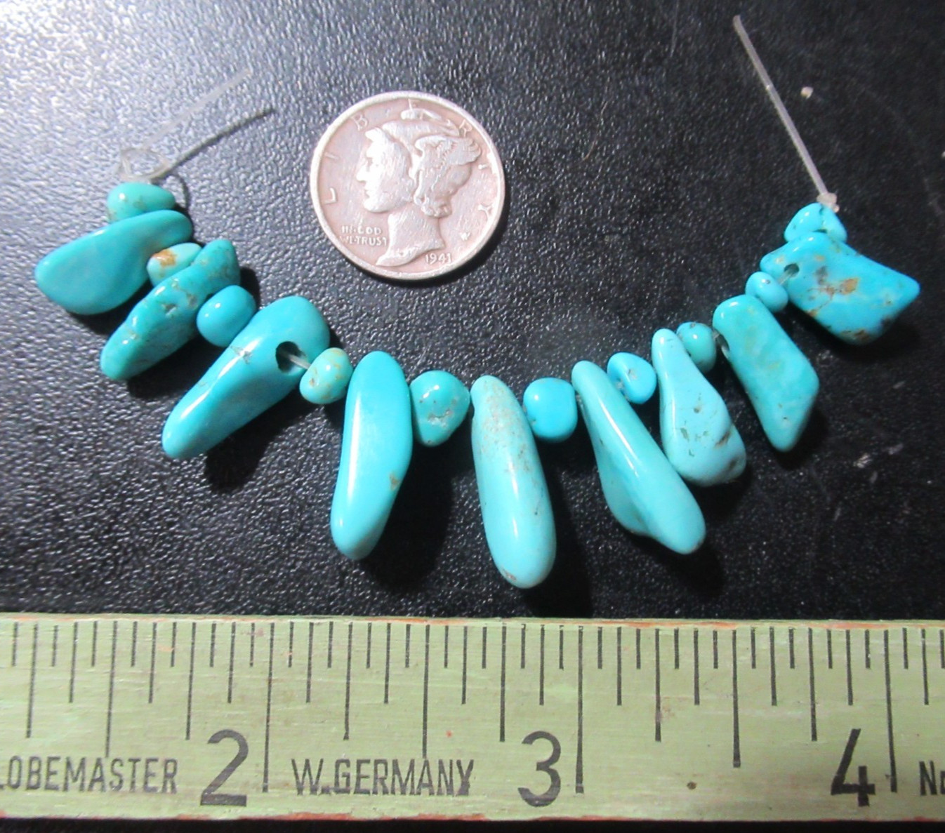 9 KINGMAN TURQUOISE PENDANTS 13mm to 17mm & 10 SM NUGGETS 5mm to 7mm 50tcw #888