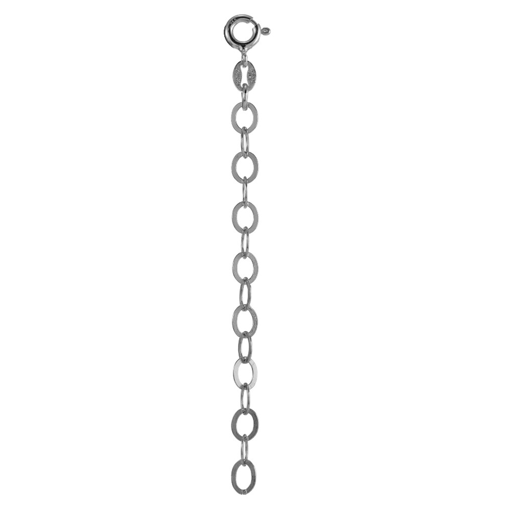 Sterling Silver Flat Oval Link Extender for Pendants Necklaces, 5.5″