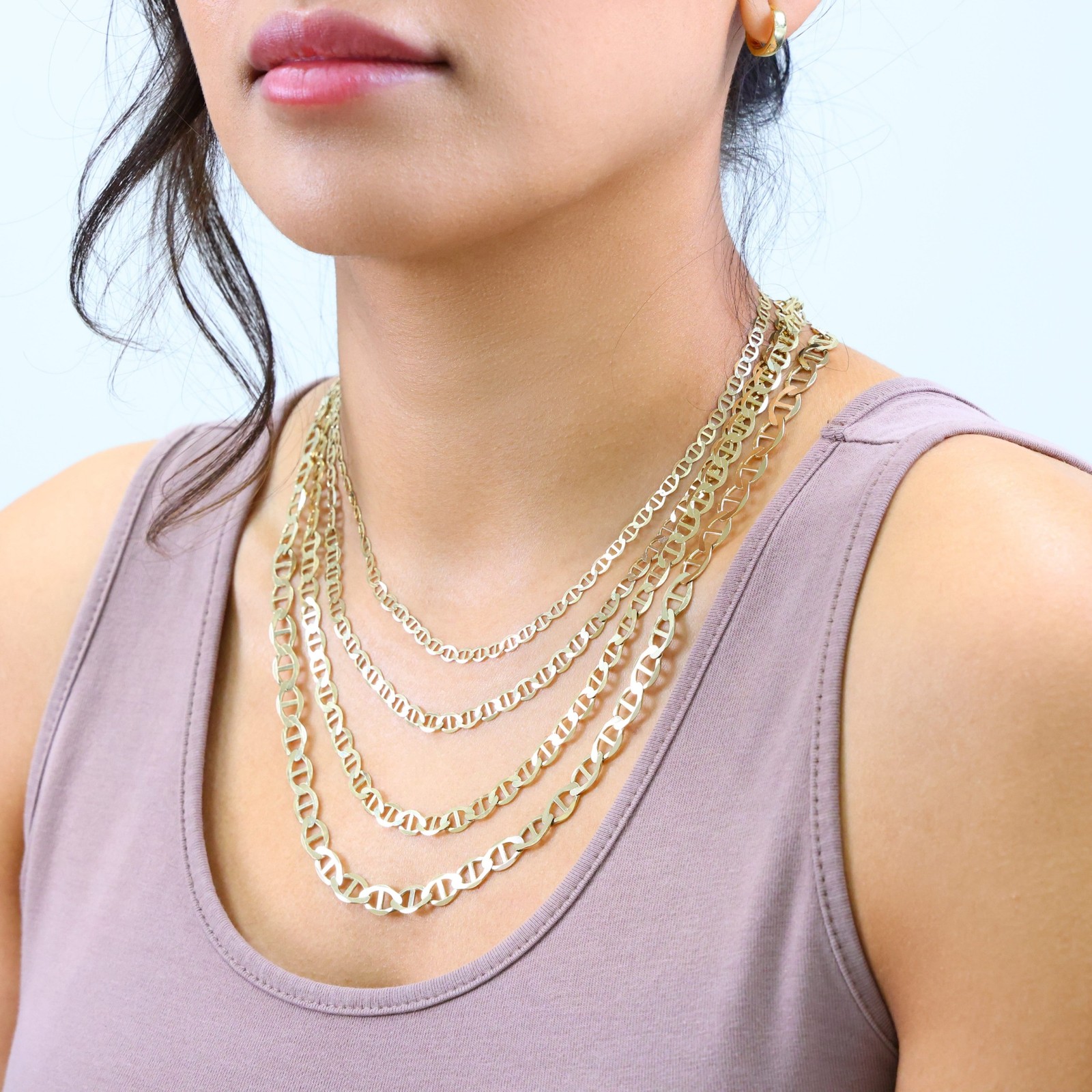 14K Yellow Gold Solid 2mm-7.5mm Mariner Anchor Flat Link Chain Necklace 16″- 30″