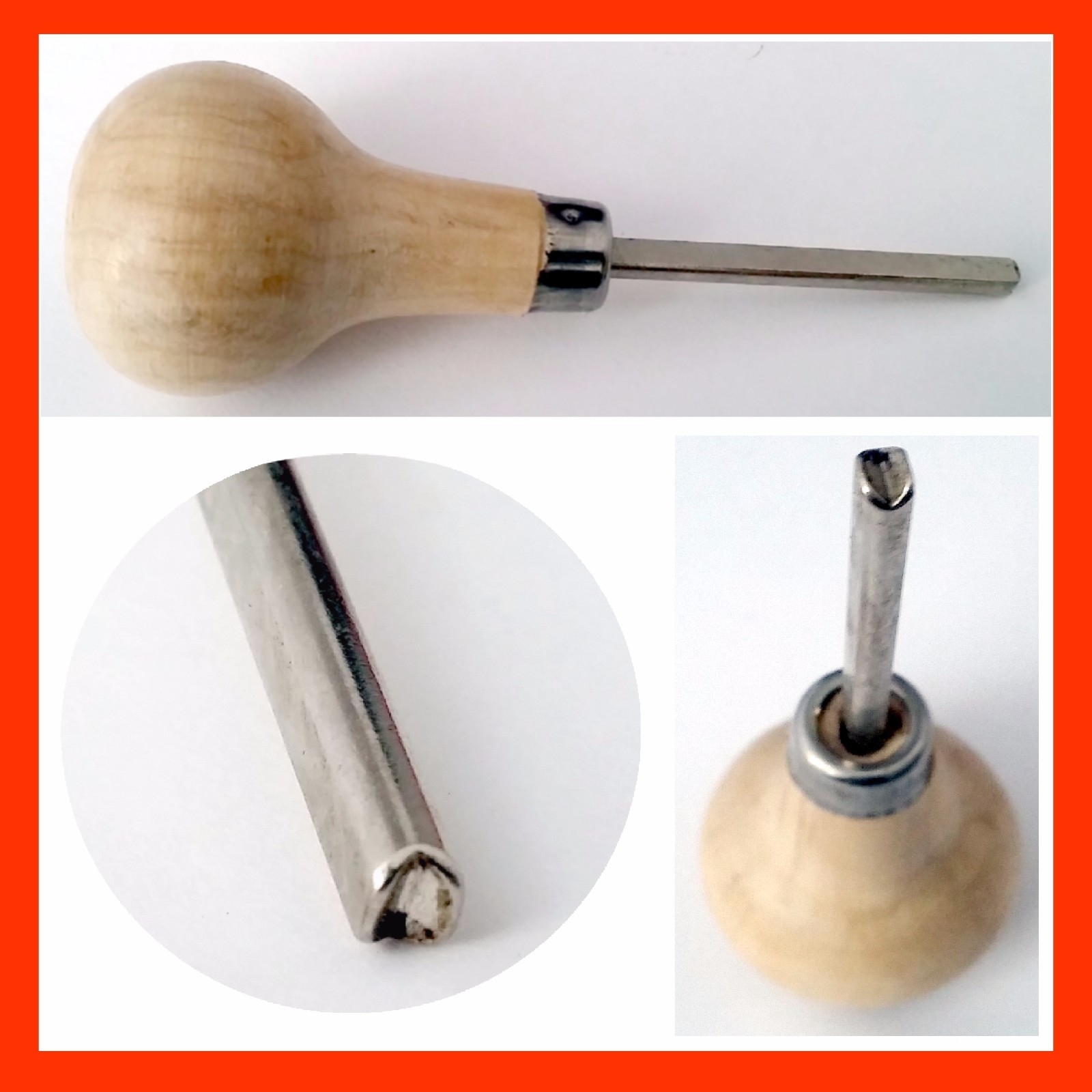 3pc Stone Setting Tools Prong Pusher Bezel Pusher & Roller Steel Wood Handle