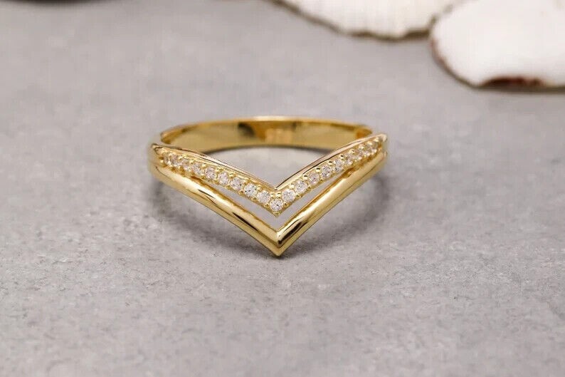 1.20 CT Round Cut Simulated Diamond Wedding Band Ring 14K Yellow Gold Plated