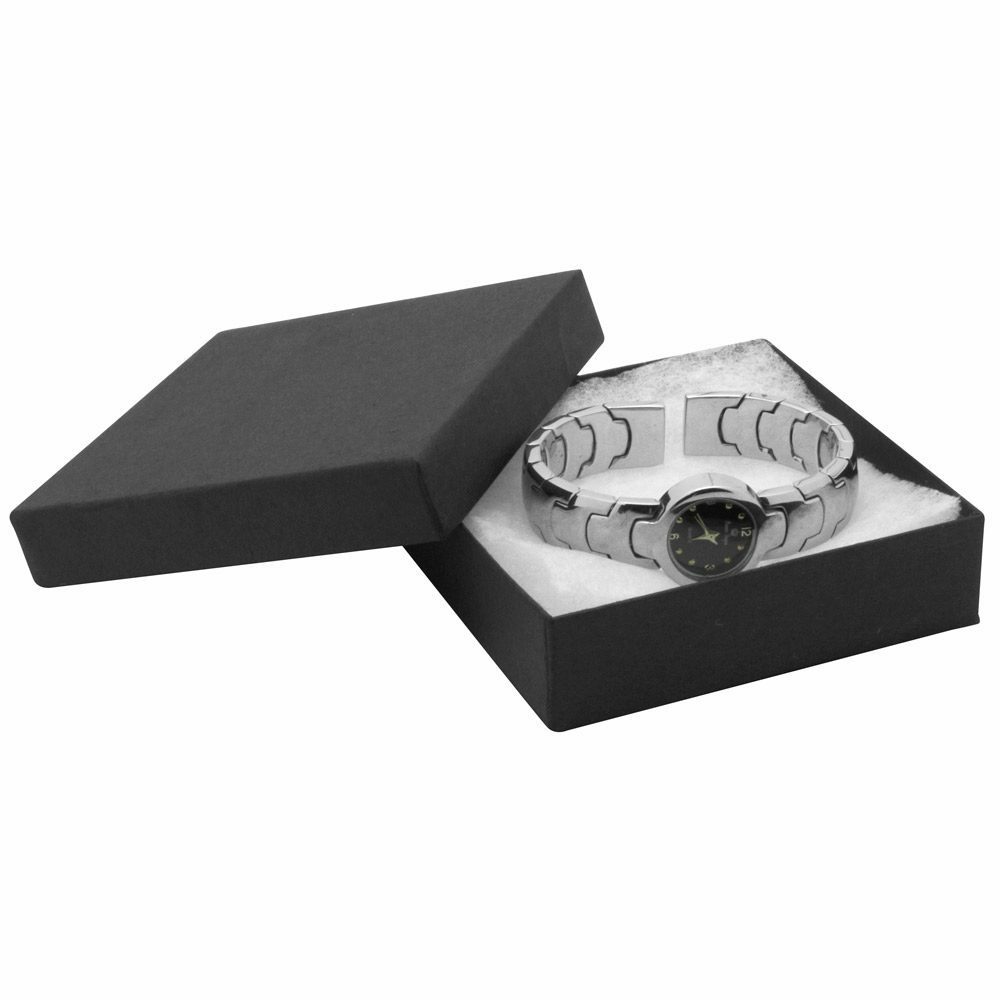 Bulk Matte Black Paper Cotton Filled Jewelry Gift Packaging Boxes