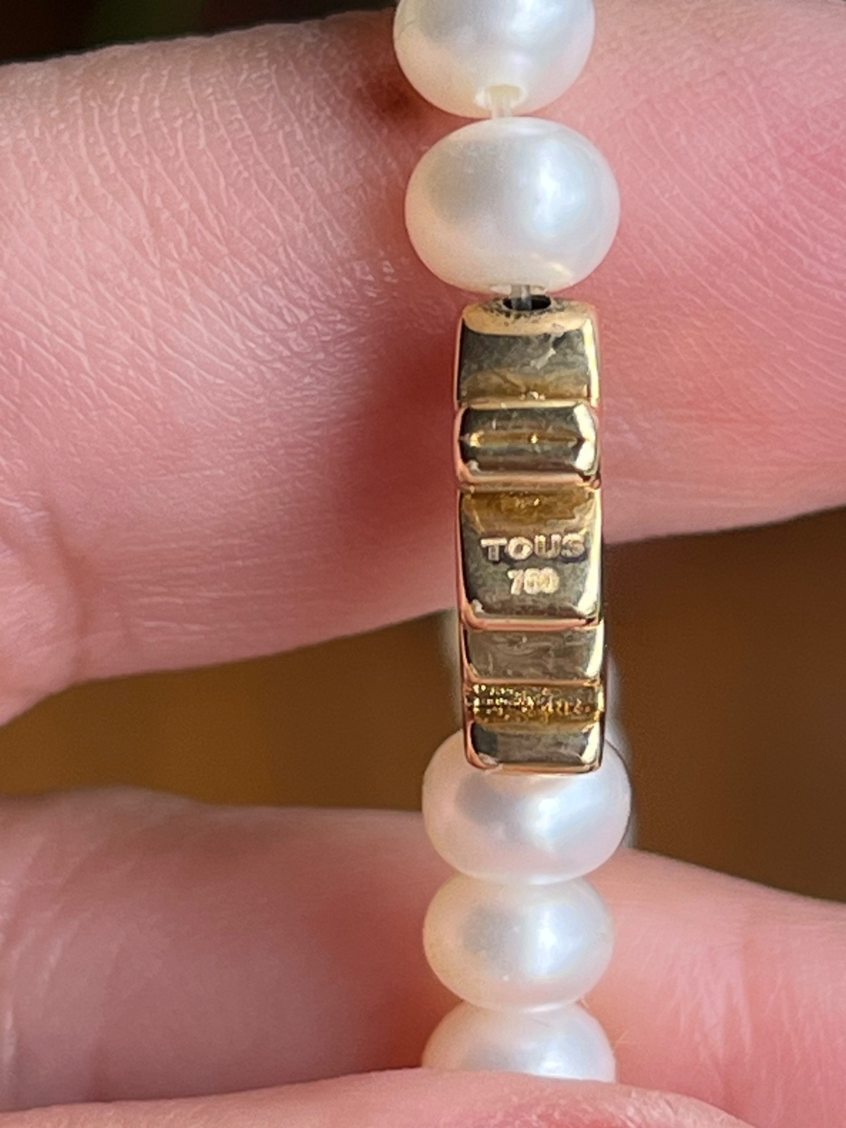 Authentic 18K Yellow Gold and White Pearls TOUS Bracelet
