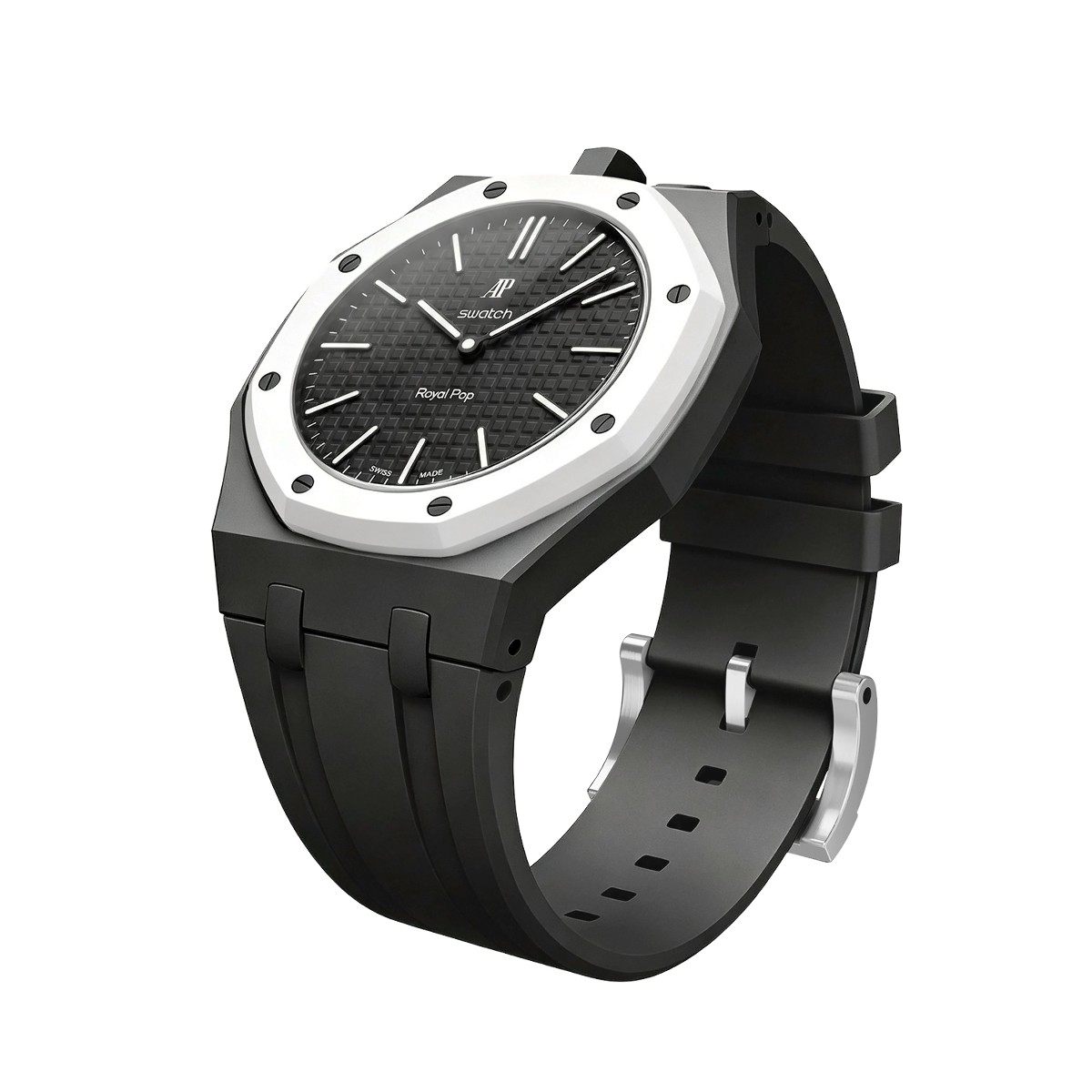 Ceramic Case Silicone Strap Band for Royal Pop AP Swatch Pocket Watch Conversion
