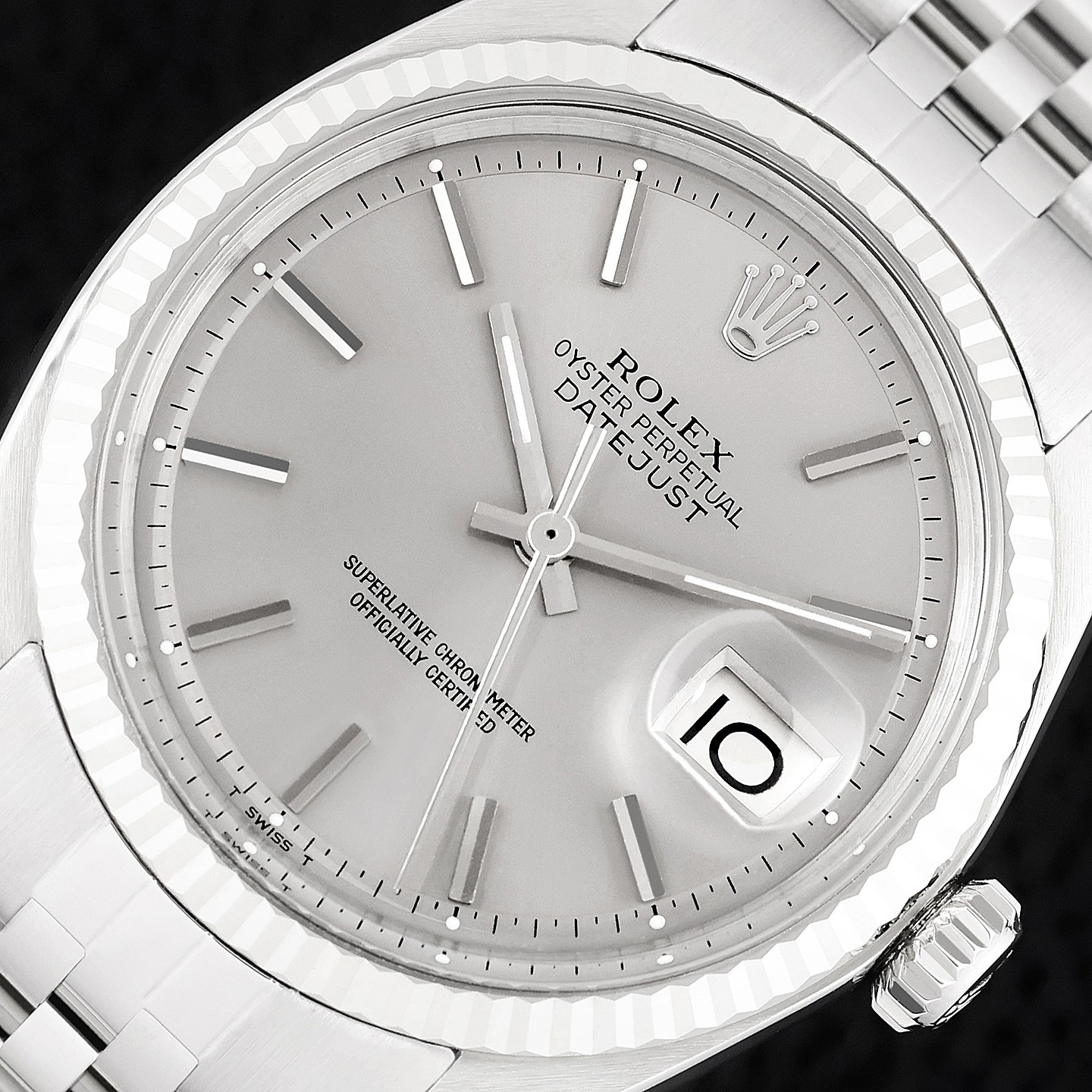 ROLEX DATEJUST 1601 GRAY DIAL 18K GOLD STAINLESS STEEL JUBILEE BAND WATCH