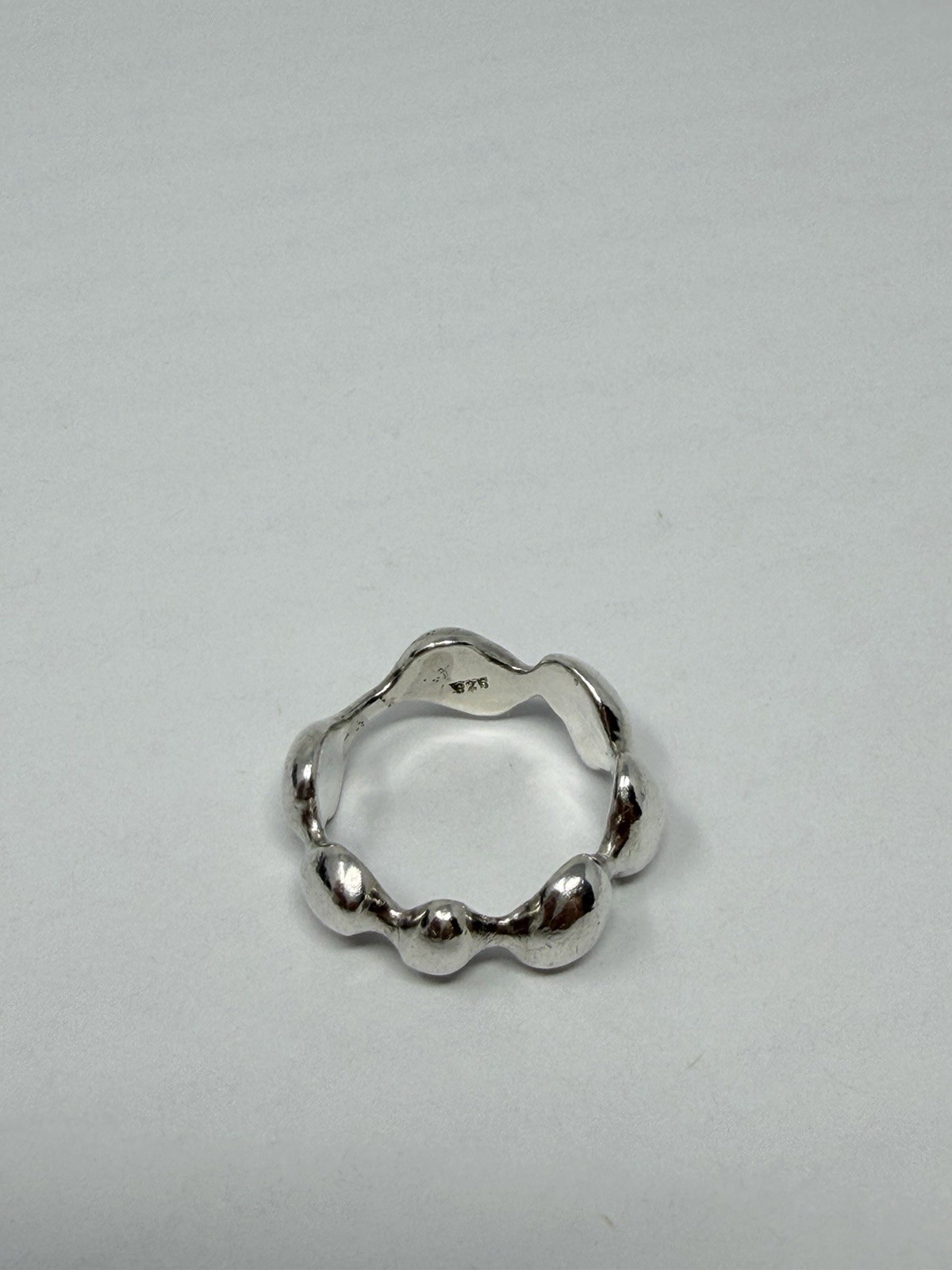 Sterling Silver 925 Bubble Band Ring Size 8 Modern Organic Pebble Design