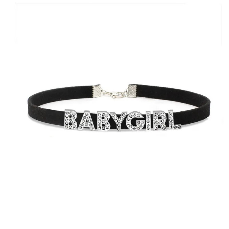 Rhinestone Letter Sexy HOT WIFE Necklace Bad Words Custom Choker Collar F4
