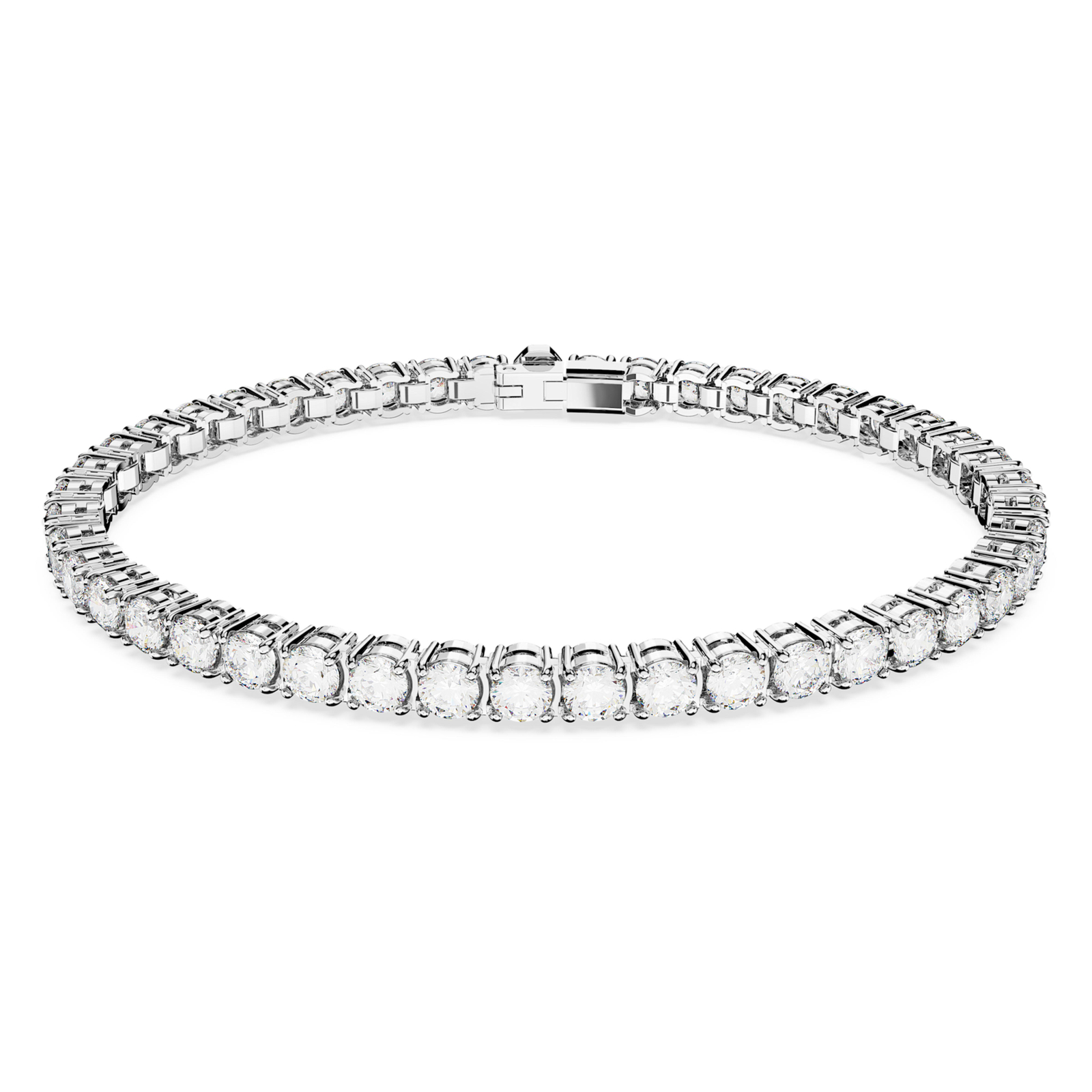 Swarovski Matrix Tennis Bracelet, Round Cut White, Rhodium Plated, Small 5648936
