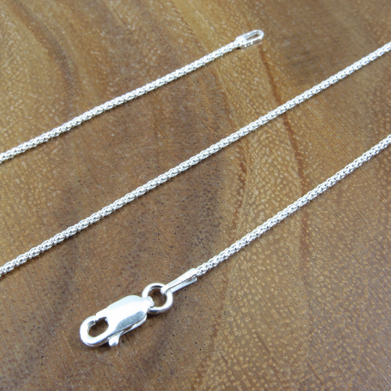 1.3MM Solid 925 Sterling Silver Womens Dainty Italian Popcorn Chain Necklace