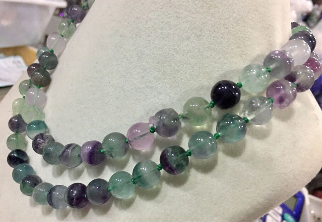 Natural Multicolor Fluorite 6/8/10mm Round Gems Beads Jewelry Necklace 14-36”