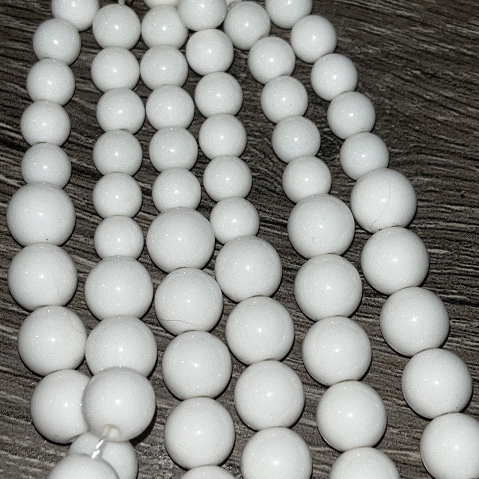 Vintage MCM White 7 Strand Chunky Statement Necklace BIB 30in Long Acrylic Beads